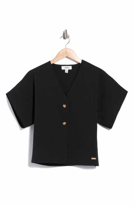 Dolman Sleeve Button-Up Top