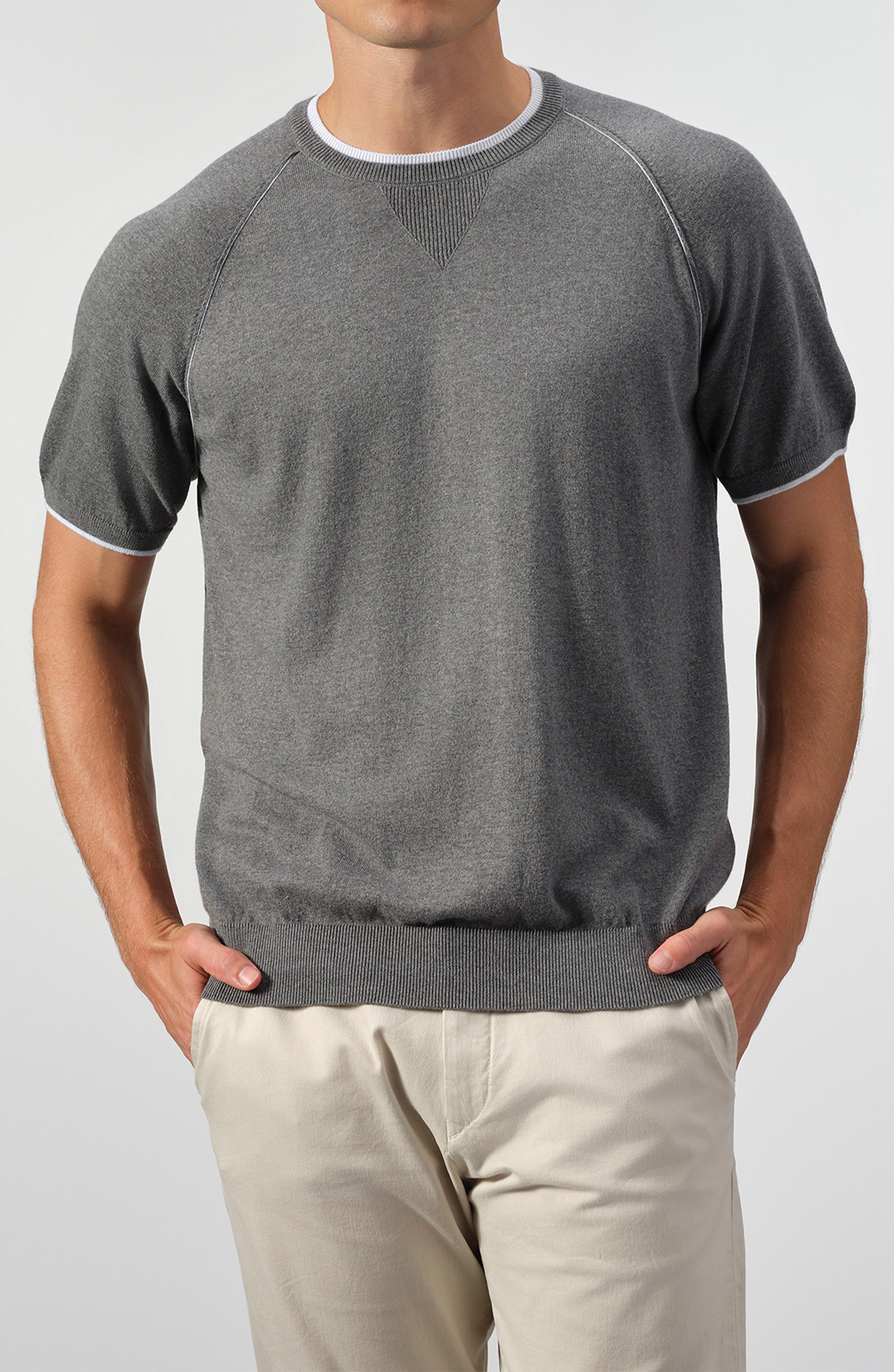 STUDIO GARNET LOS ANGELES Contrast Stitch Short Sleeve Sweater