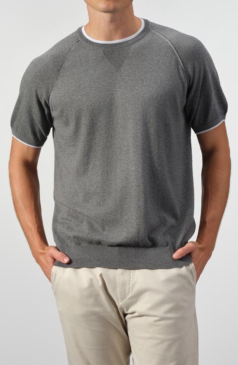 Contrast Stitch Short Sleeve Sweater