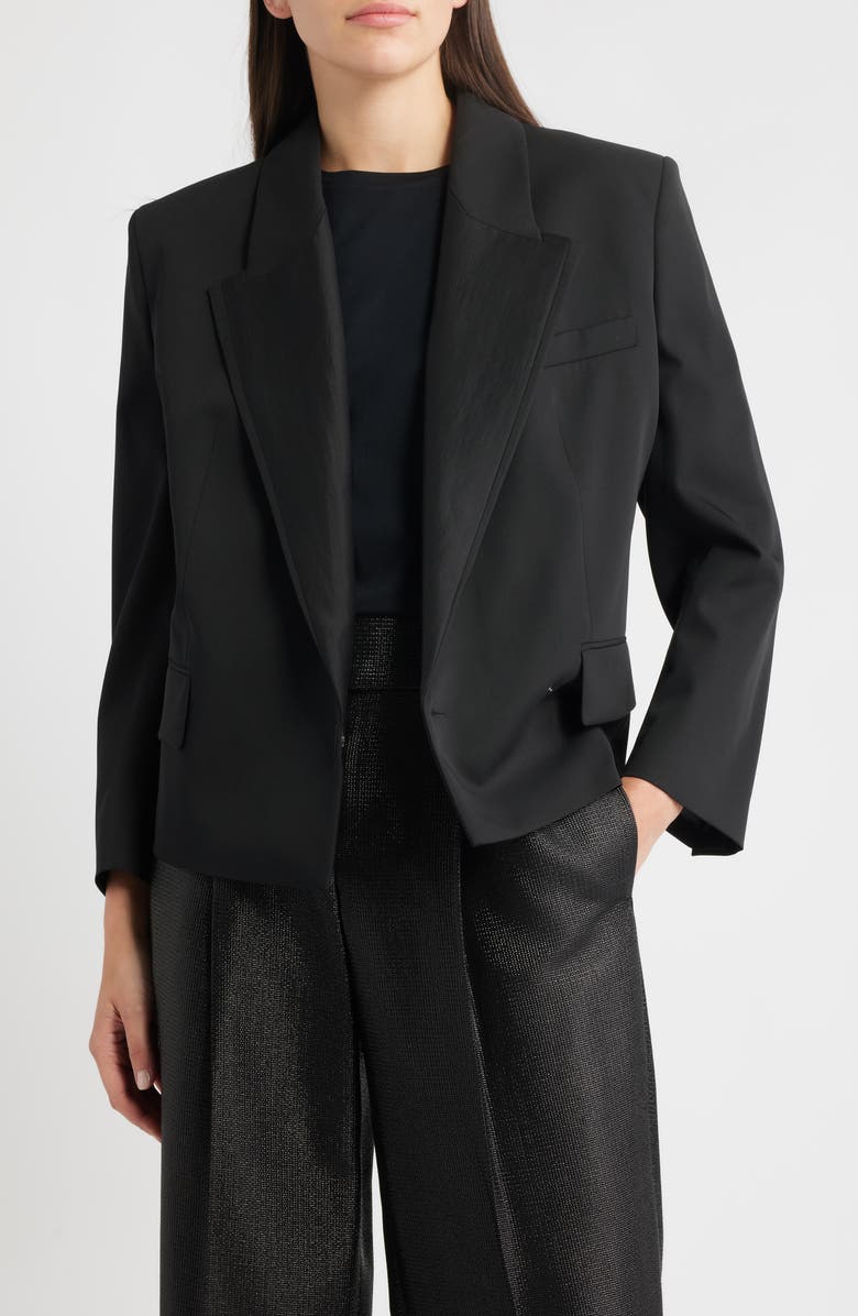 BOSS Janeva Virgin Wool One-Button Blazer, Main, color, Black