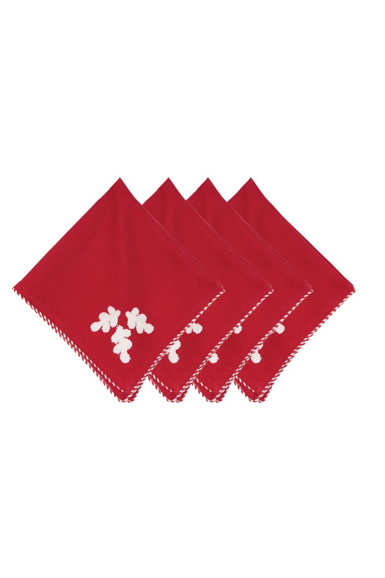 Nordic Joy Set of 4 Cloth Napkins, Alternate, color, Red