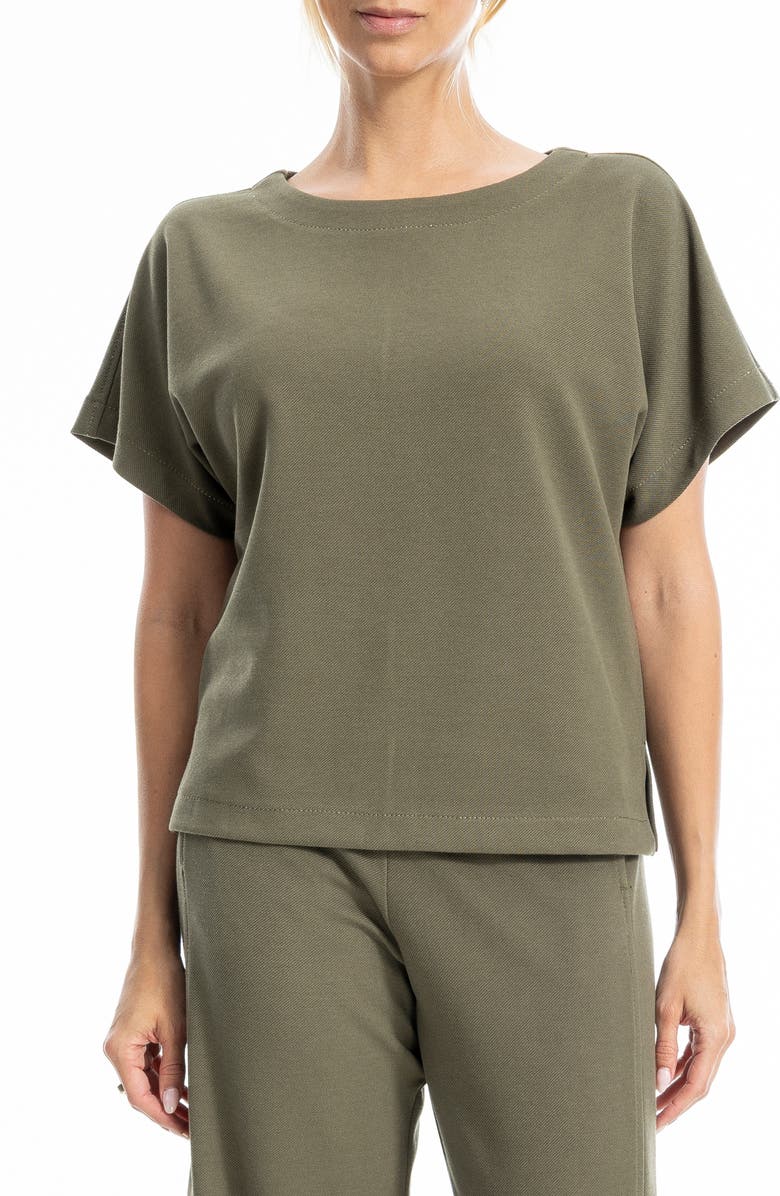 MAX STUDIO Back Stitch Knit T-Shirt, Main, color, Sage/ Ivory