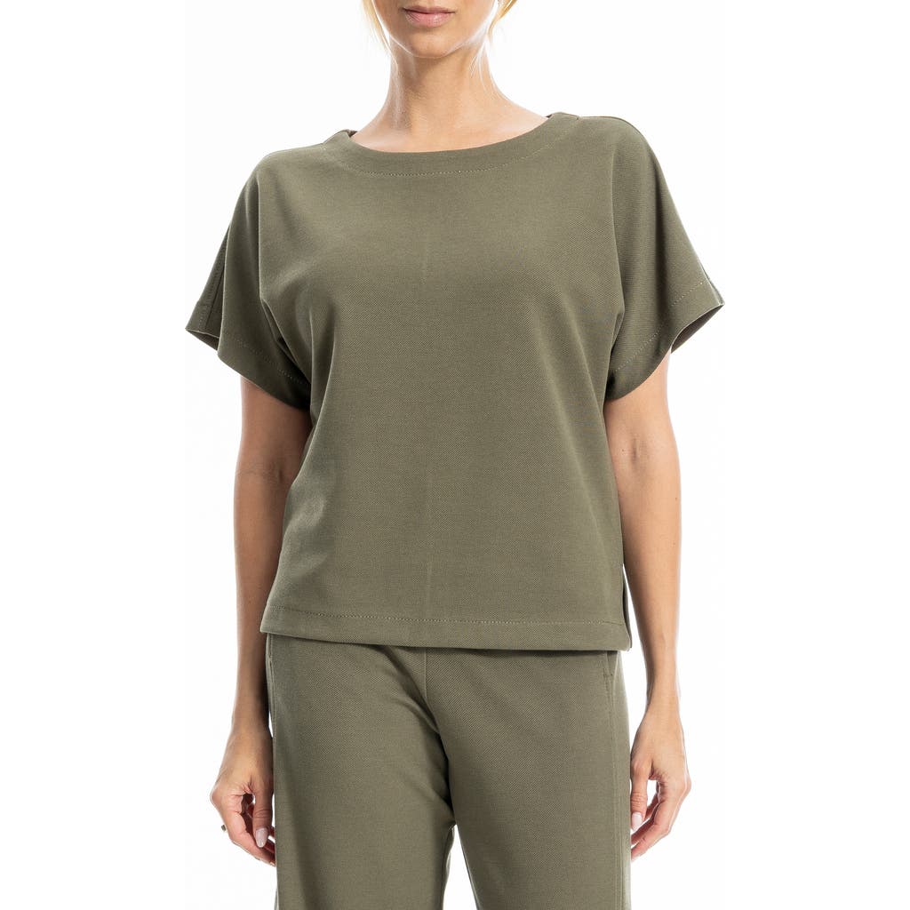 Max Studio Back Stitch Knit T-shirt In Green