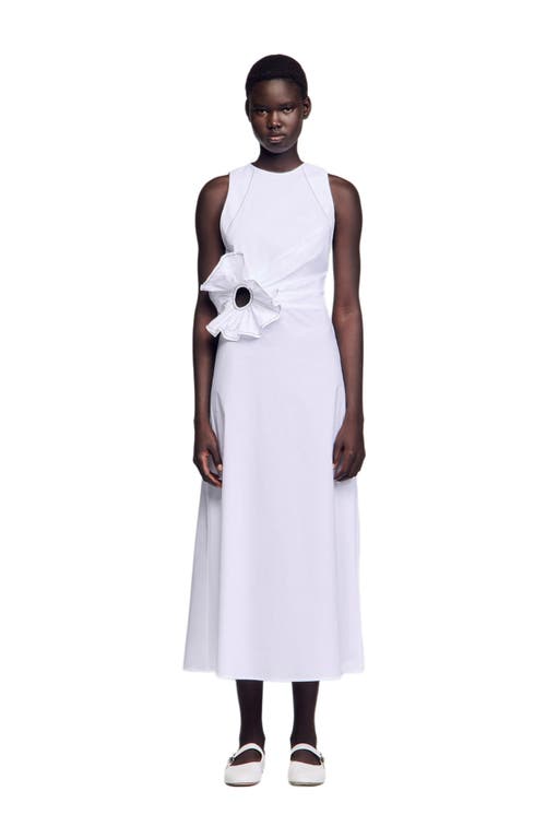 Sandro Ruffled Sleeveless Maxi Dress In White