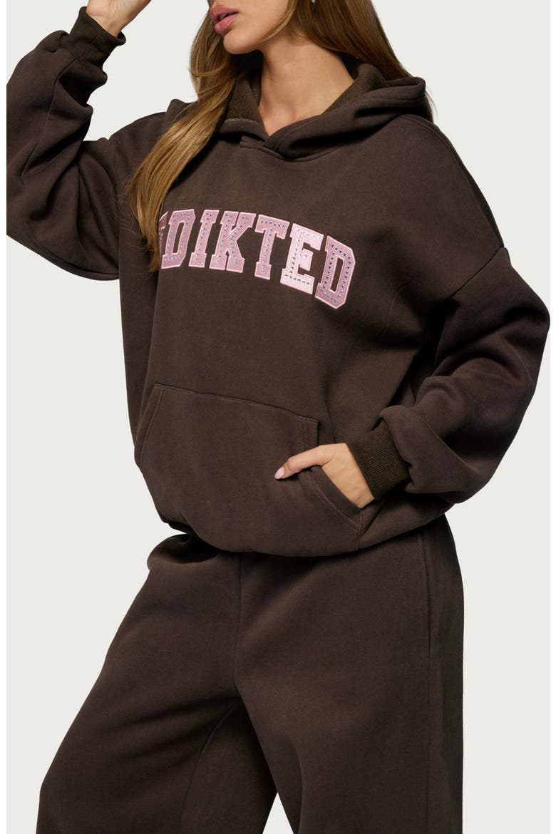 Glow Rhinestone Graphic Hoodie, Alternate, color, BROWN