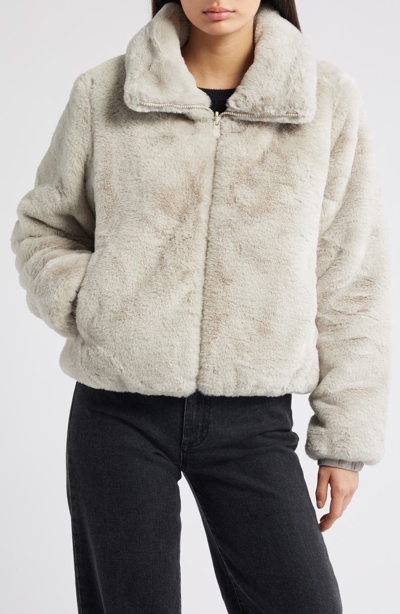 Save The Duck Jeon Water Repellent Reversible Faux Fur Jacket, Alternate, color, Rainy Beige