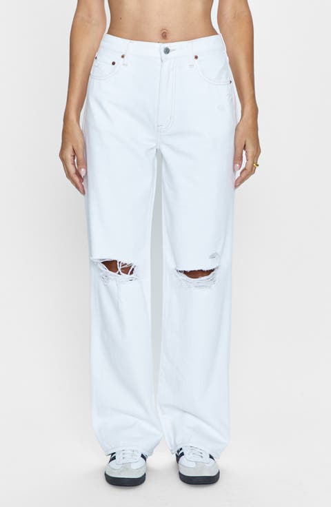 Grayson Ripped Wide Leg Jeans (Le Blanc Distressed)