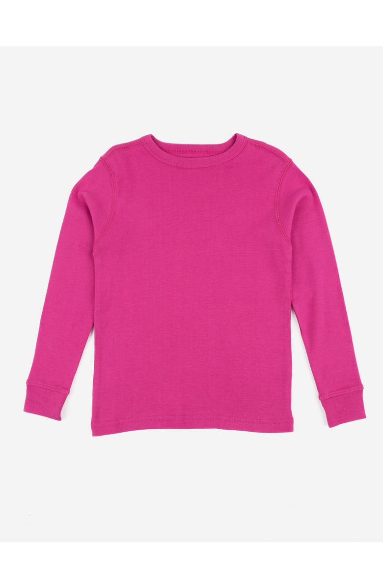 Leveret Kids Long Sleeve T-Shirt, 100% Cotton, Solid Colors, Main, color, Hot Pink