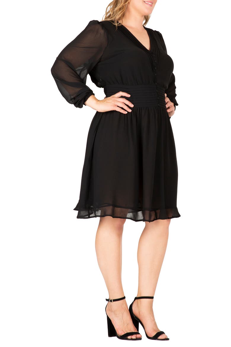 Cutout Back Long Sleeve Dress, Alternate, color, BLACK