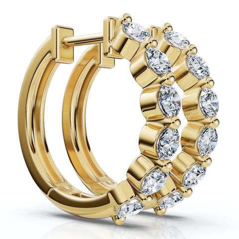 1Ct 6-Stone Diamond Hoops 10k Gold Lab Grown