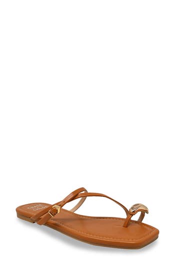 Chase & Chloe Chase And Chloe Toe Loop Sandal In Brown