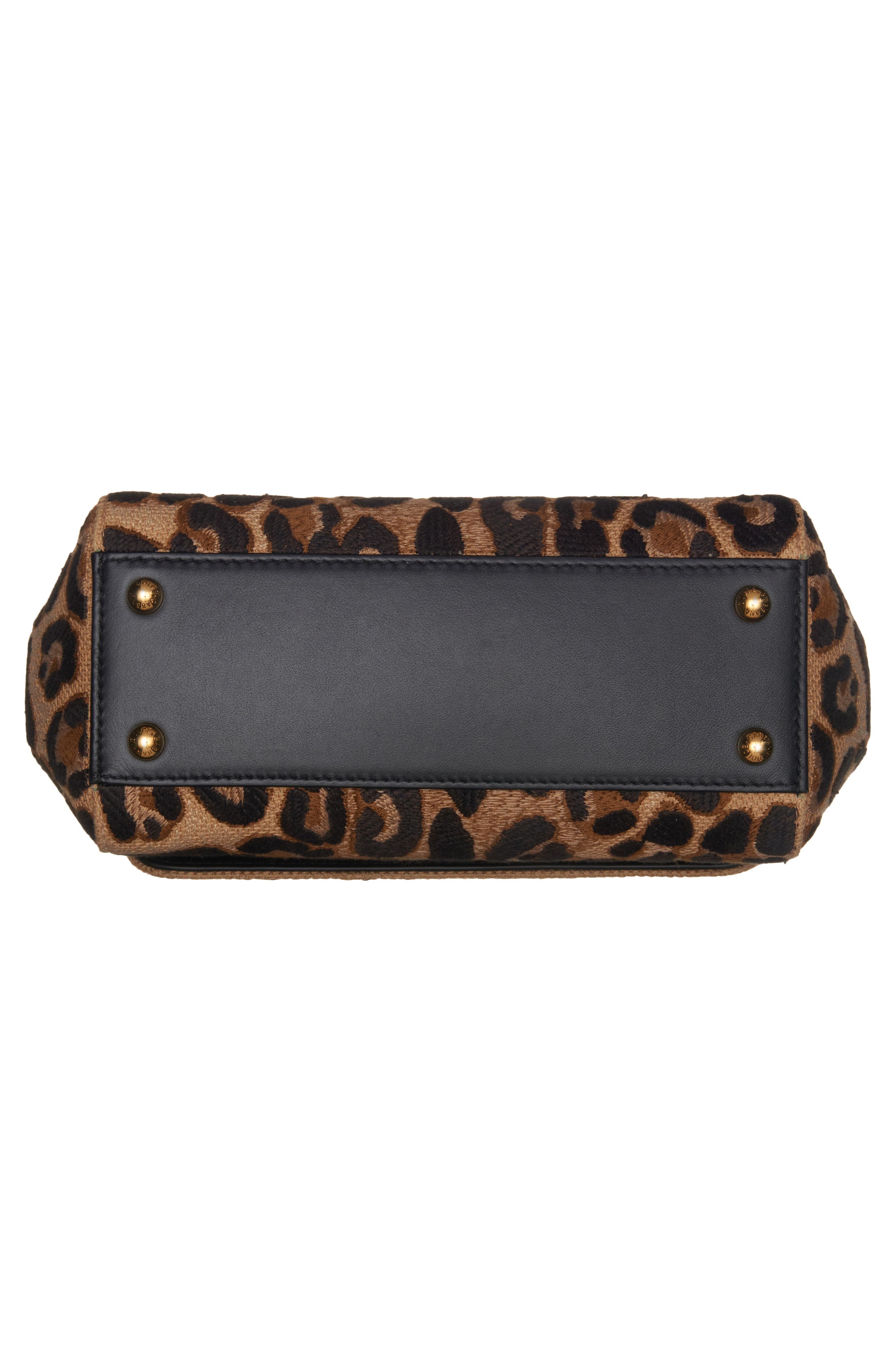 Dolce&Gabbana Sicily Jacquard Handbag, Alternate, color, Leopard/Nero