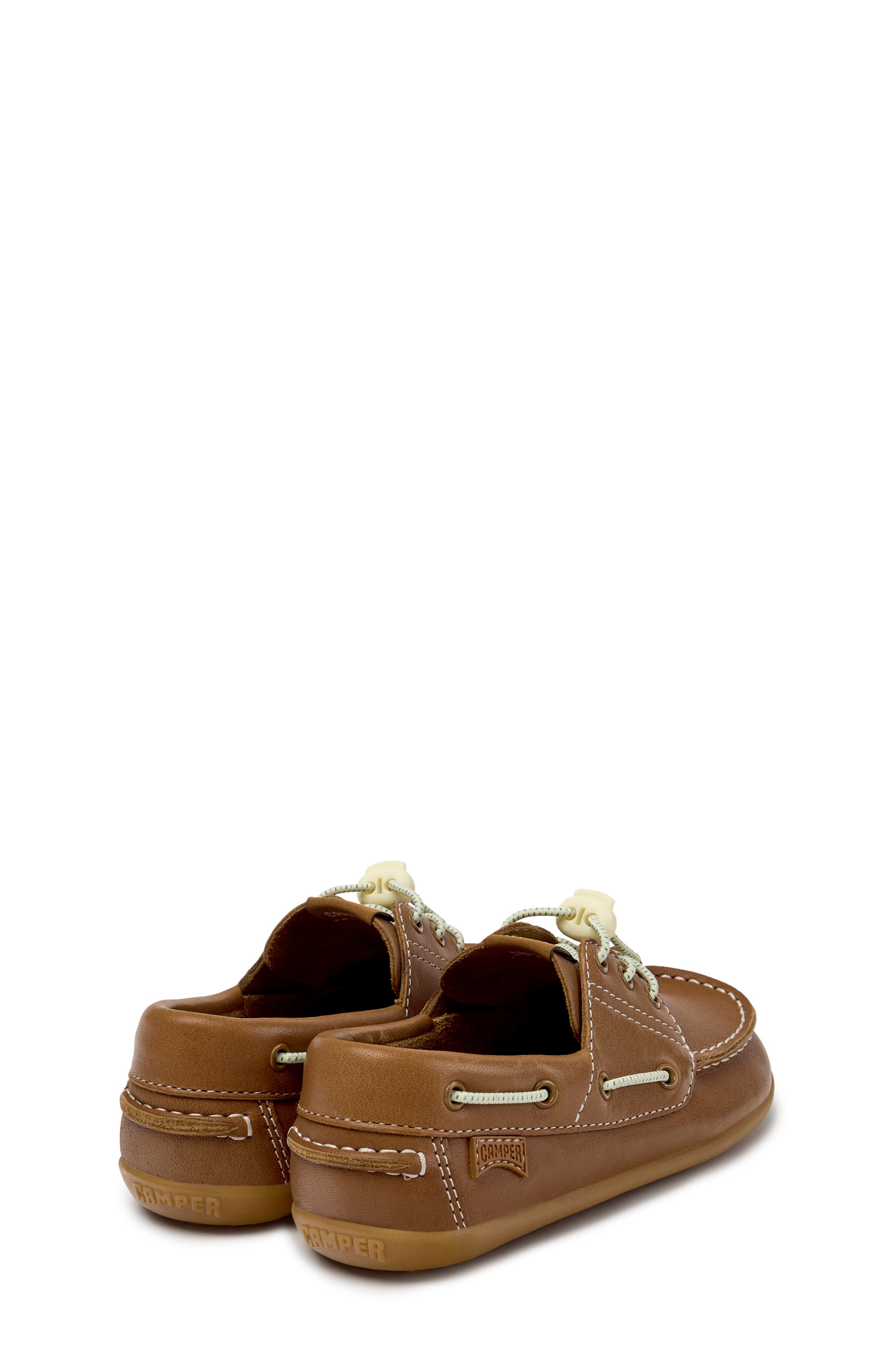 Kids' Peu Cami Leather Boat Shoe, Alternate, color, MEDIUM BROWN
