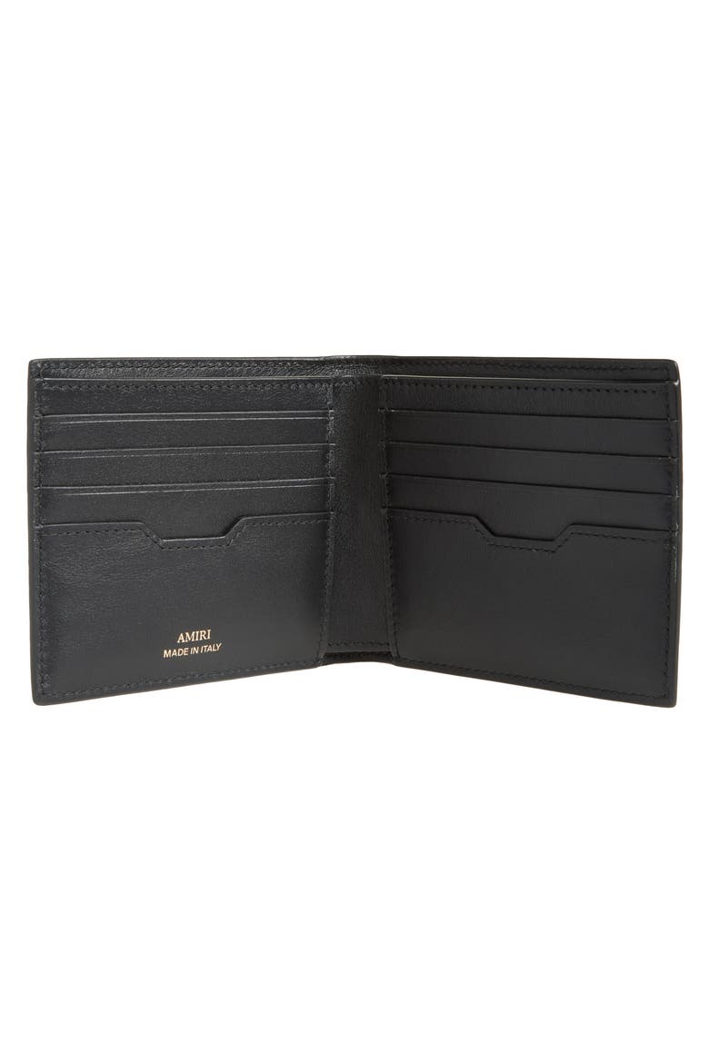 MA Icon Croc Embossed Leather Bifold Wallet, Alternate, color, BLACK