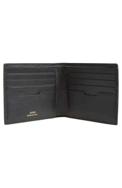 Amiri Ma Icon Croc Embossed Leather Bifold Wallet In Black