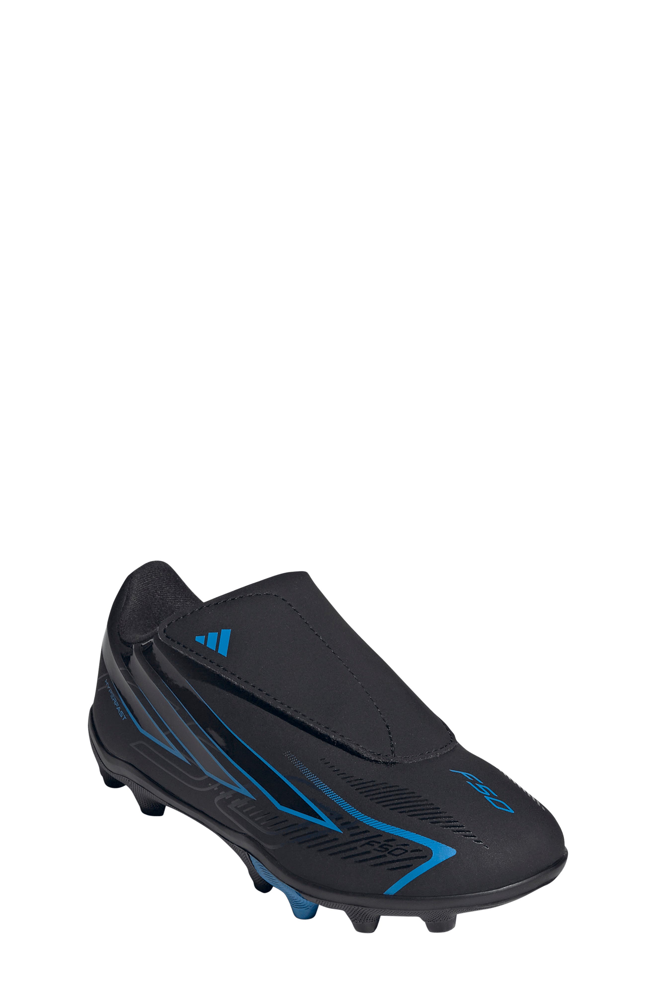 Kids' F50 Hyperfast Club Turf Soccer Shoe, Main, color, CORE BLACK/ LUCID RAY BLUE