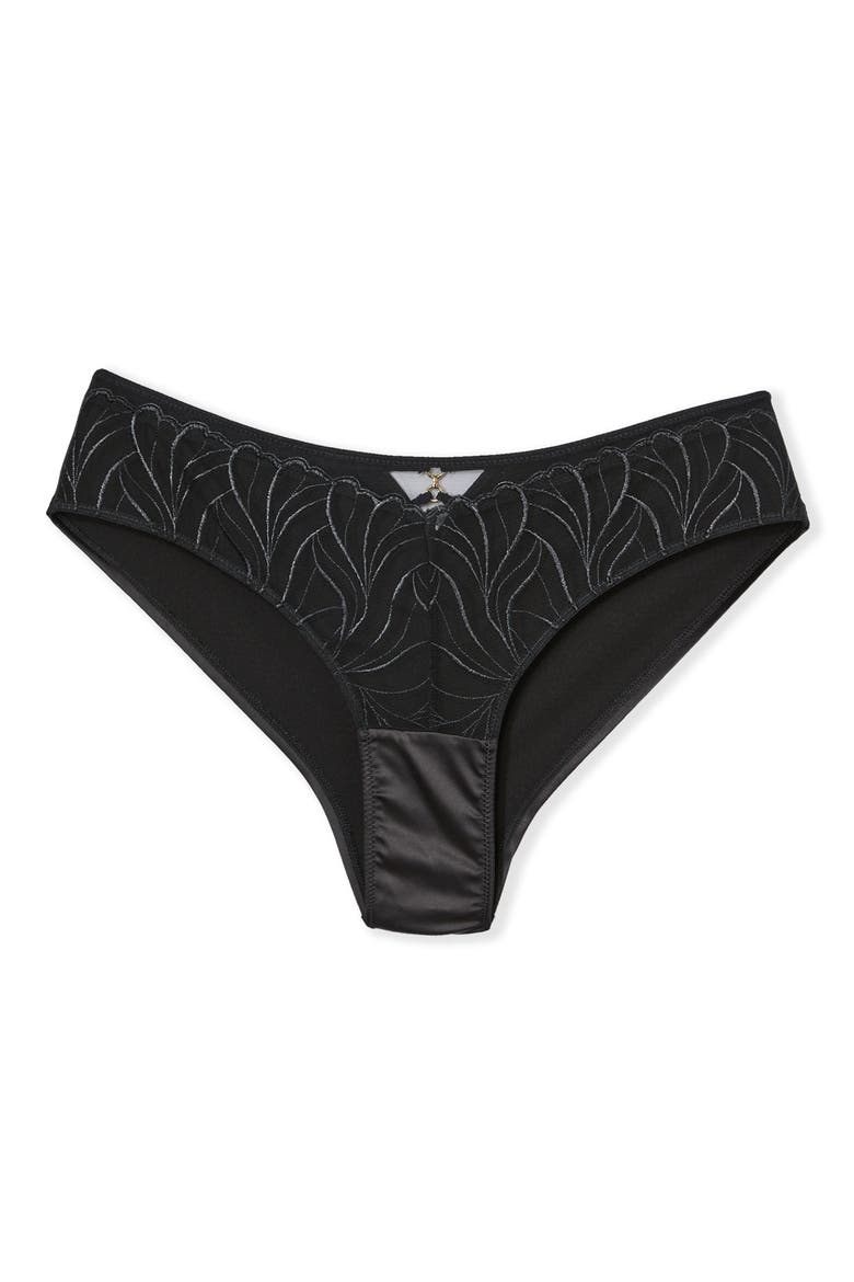 Envolee Lace & Satin Hipster Panties, Alternate, color, ANTHRACITE