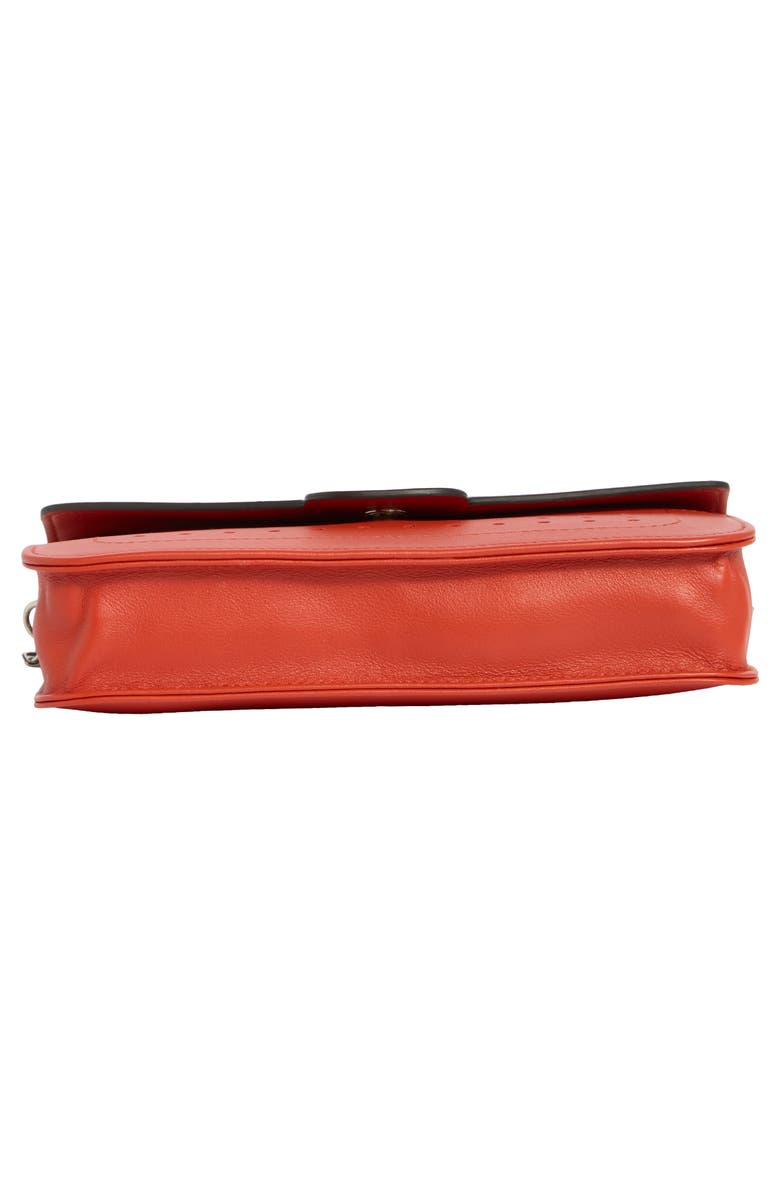 Longchamp Perforated Leather Wallet on a Chain, Alternate, color, Poppy