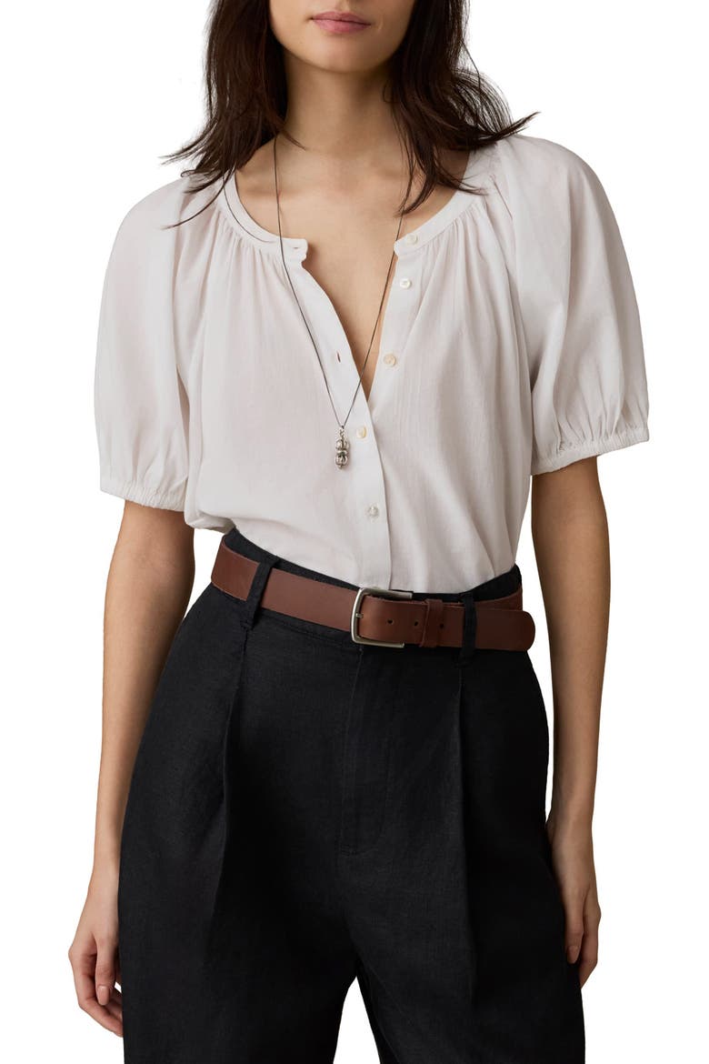 Lettie Voile Button-Up Shirt, Main, color, WHITE