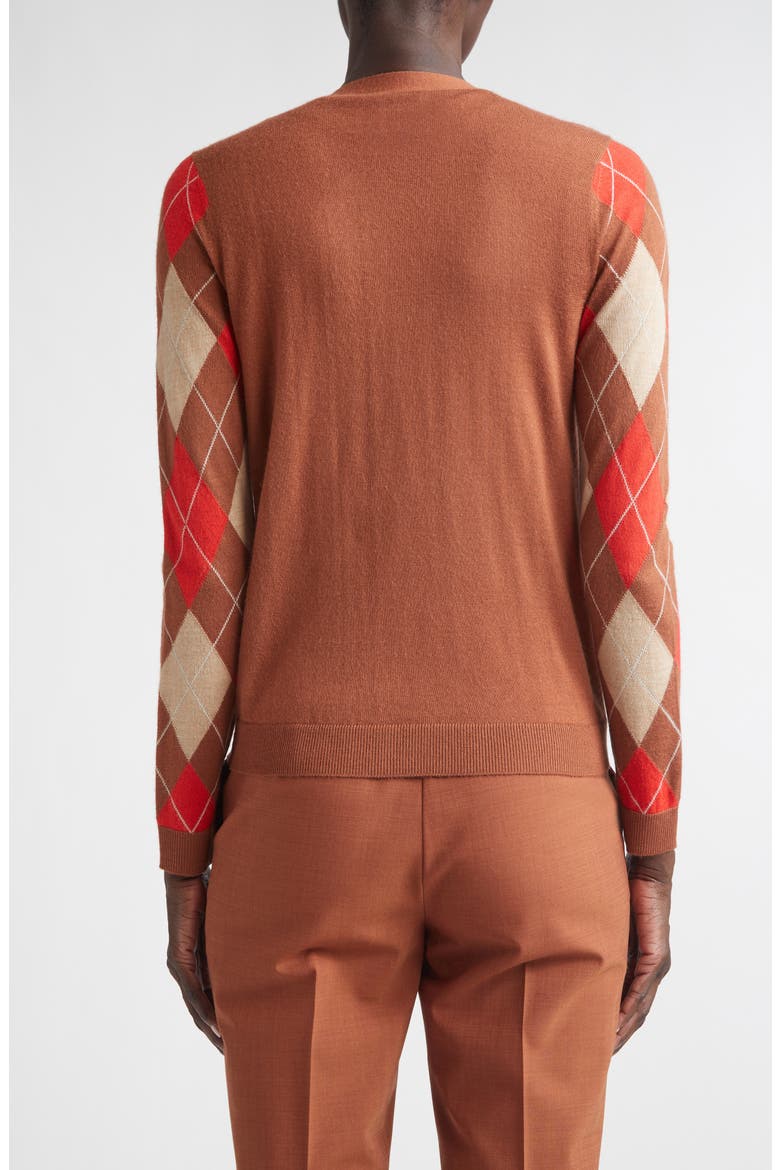 Argyle Plaid Wool Blend Cardigan, Alternate, color, CAMEL/ RUST / PERSIMMON MULTI