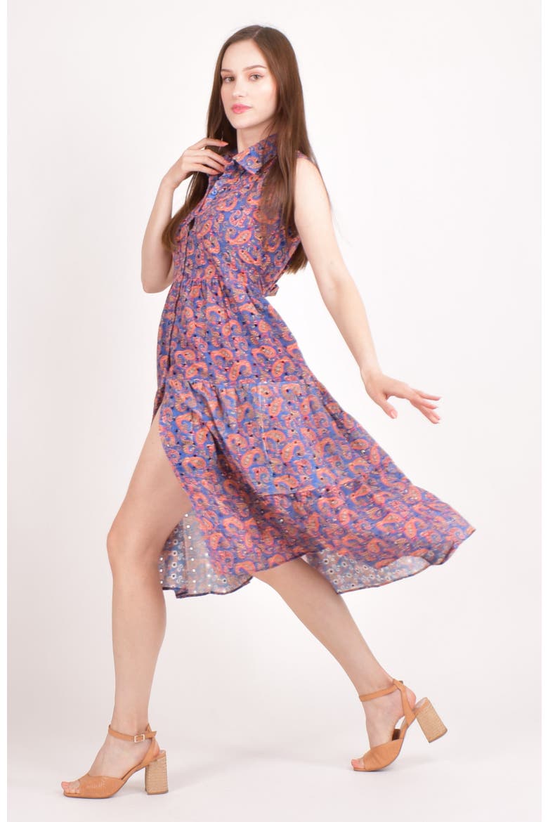 Irina Embroidered Tiered Midi Dress, Alternate, color, Purple