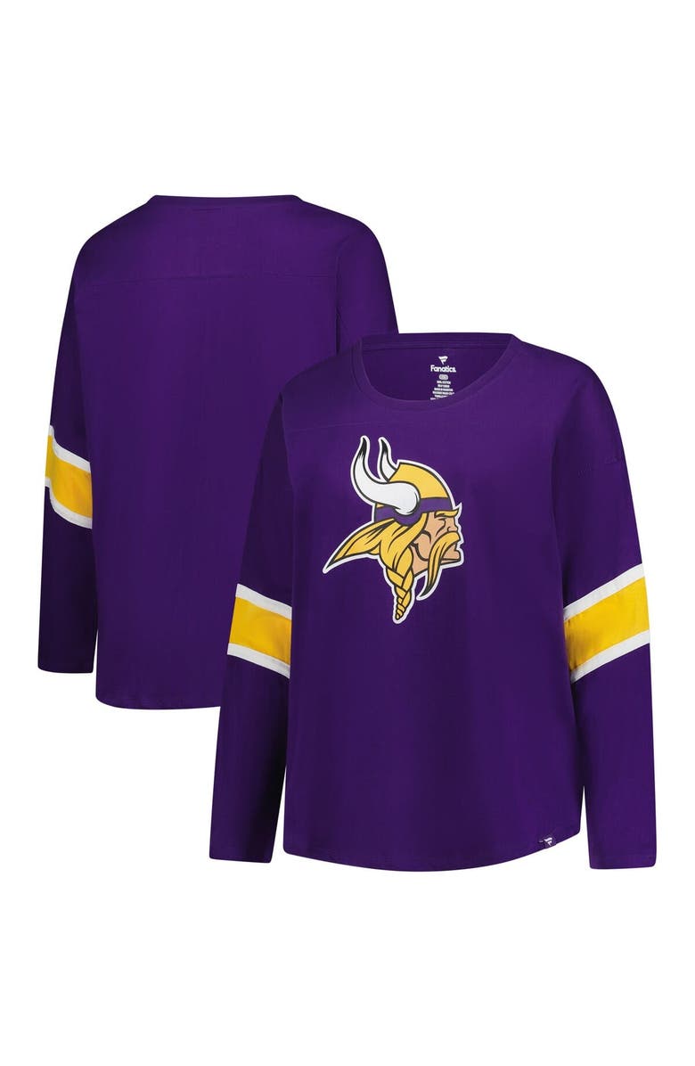 FANATICS Women's Fanatics Purple Minnesota Vikings Plus Size Redzone 3/4-Sleeve Scoop Neck T-Shirt, Main, color, Purple