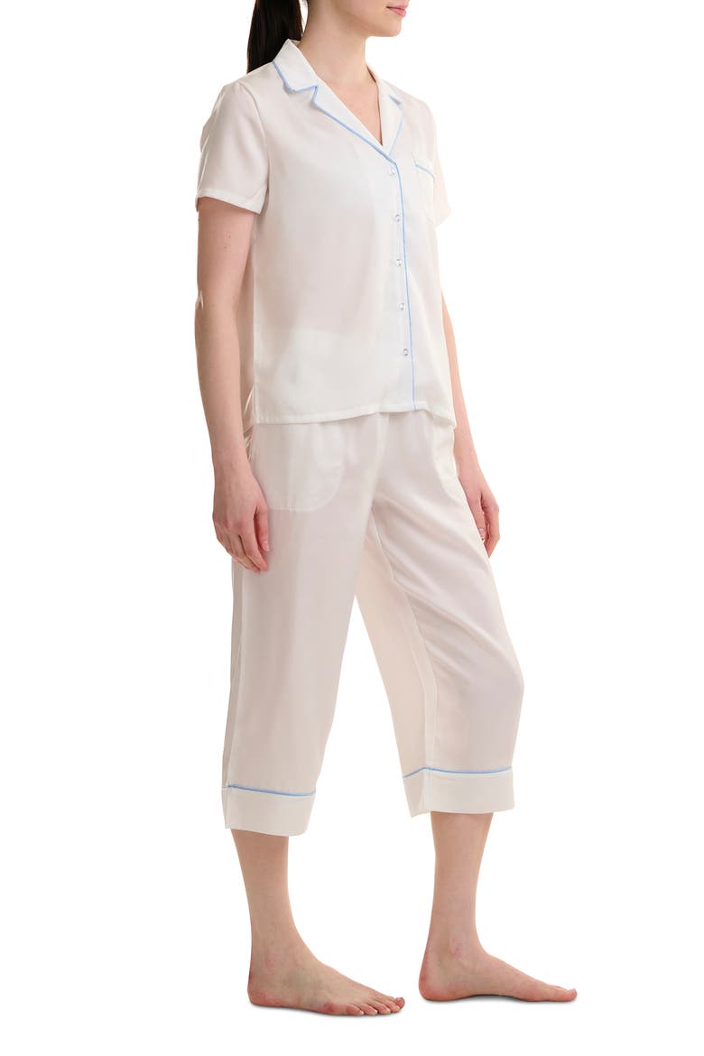 Satin Crop Pajamas, Alternate, color, BRIGHT WHITE