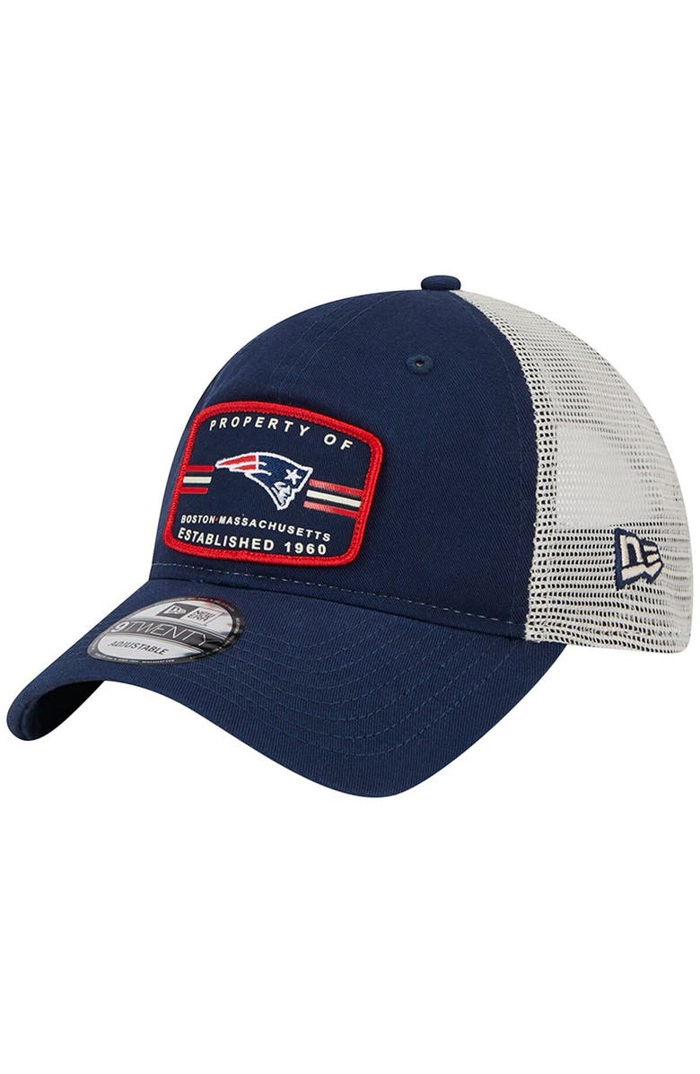 New Era Men's New Era  Navy New England Patriots Property Trucker 9TWENTY Adjustable Hat, Main, color, 