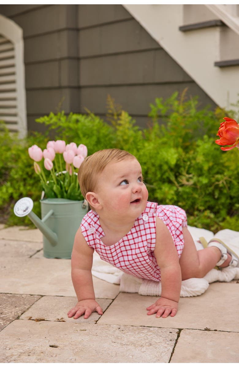 Little English Plaid Louis Sunsuit, Alternate, color, Red Windowpane