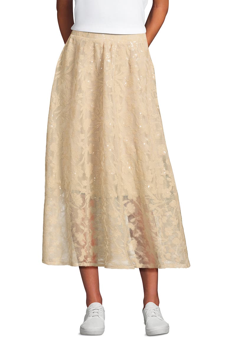 Sequin Lace Mid Rise Midi Skirt, Alternate, color, Champagne Rose