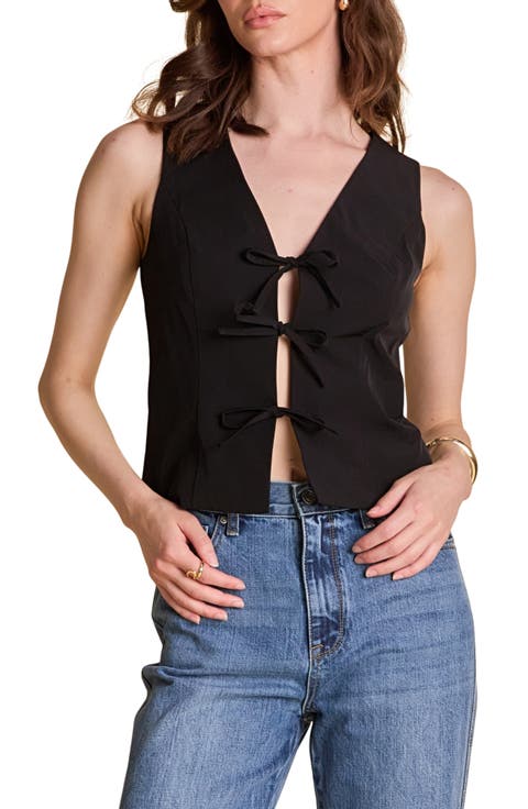 Sleeveless Tie Front Top