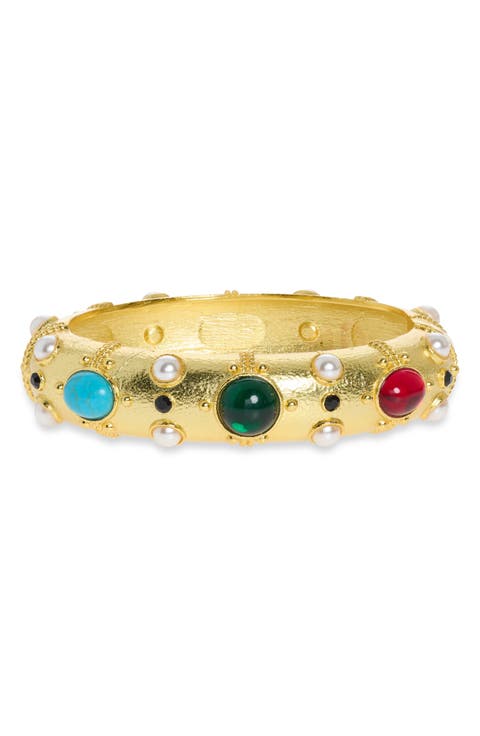 Cabochon Jet Dot Bracelet