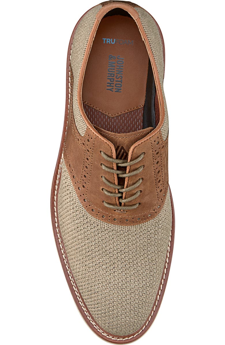 Johnston & Murphy Upton Knit Saddle Shoe, Alternate, color, Taupe Knit/Brown Oiled