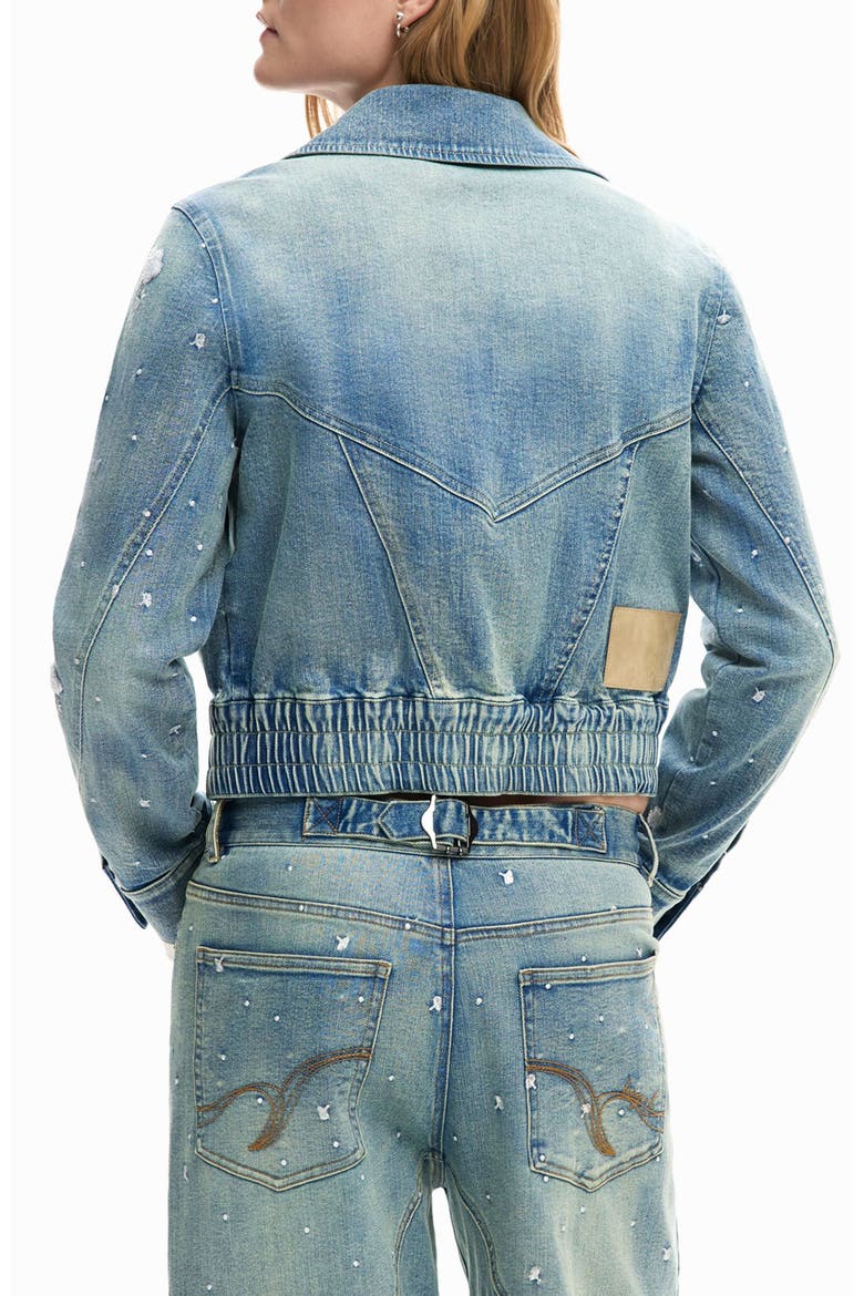 Embroidered Denim Trucker Jacket, Alternate, color, MEDIUM BLUE