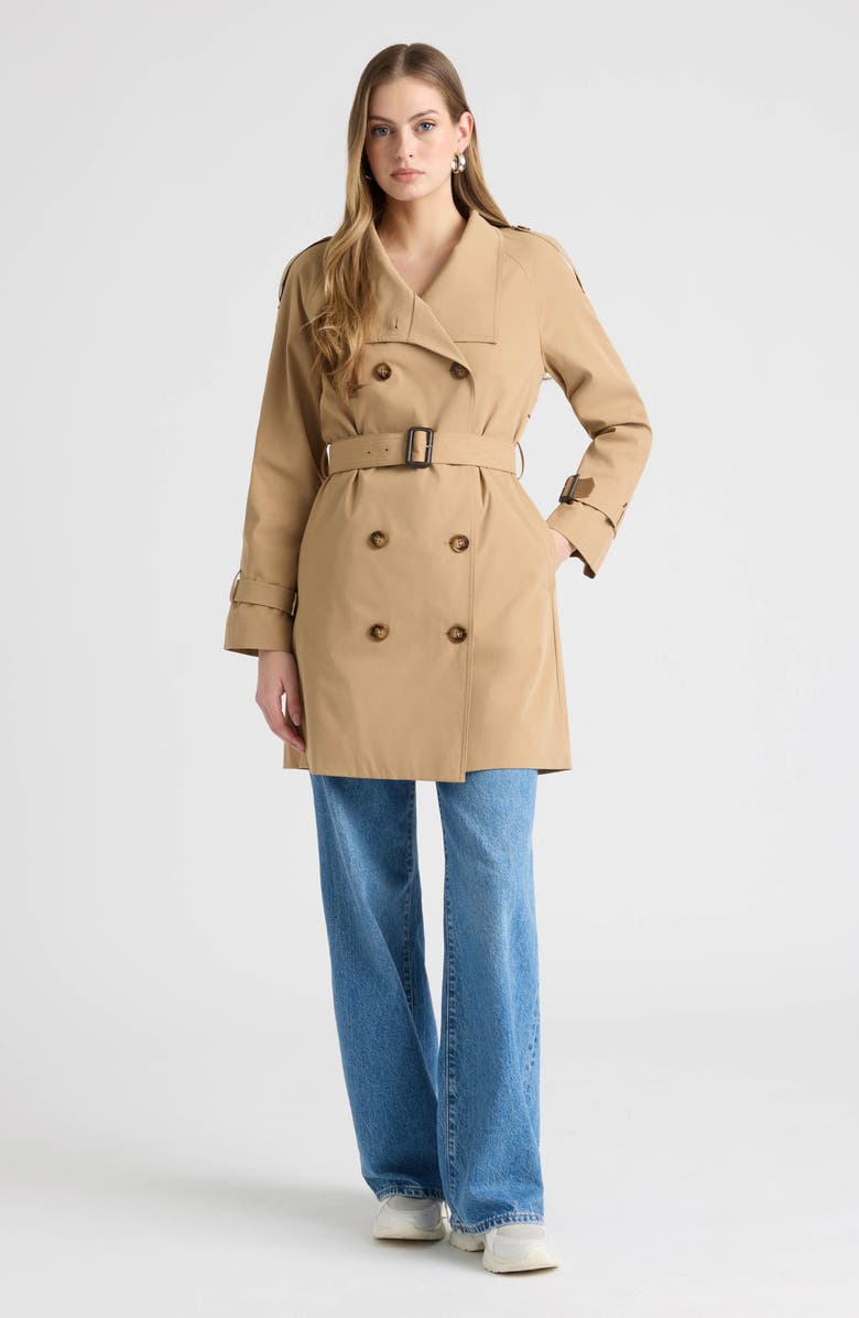 NVLT Belted Double Breasted Trench Coat, Alternate, color, British Tan