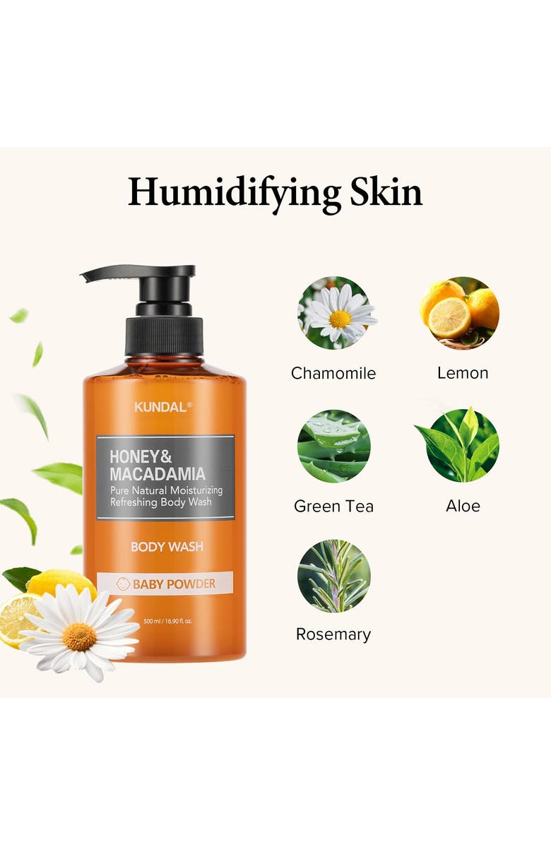 KUNDAL Honey & Macadamia Pure Body Wash - Baby Powder, Alternate, color, Orange