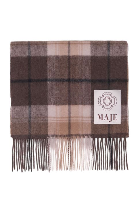 Wool check scarf