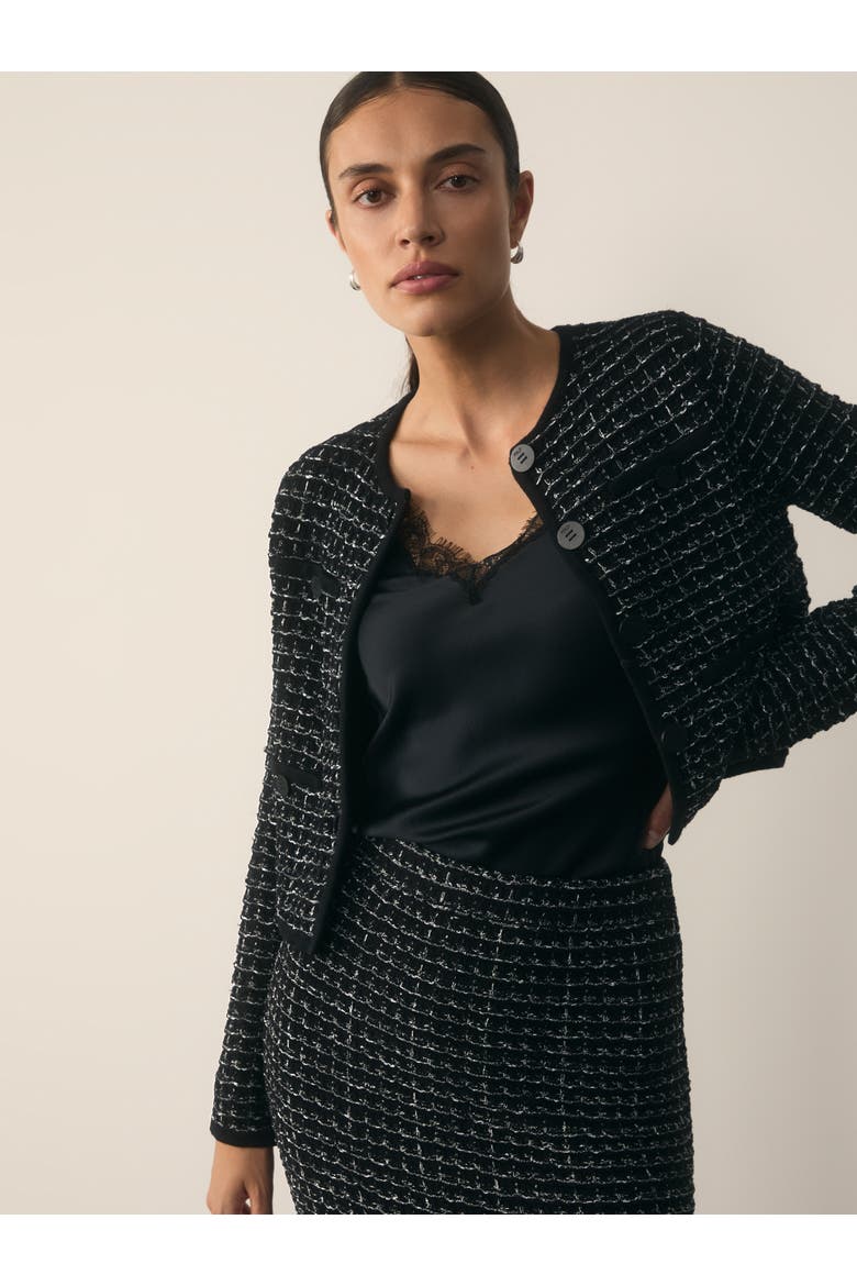 Hampton Tweed Knit Jacket, Alternate, color, Black