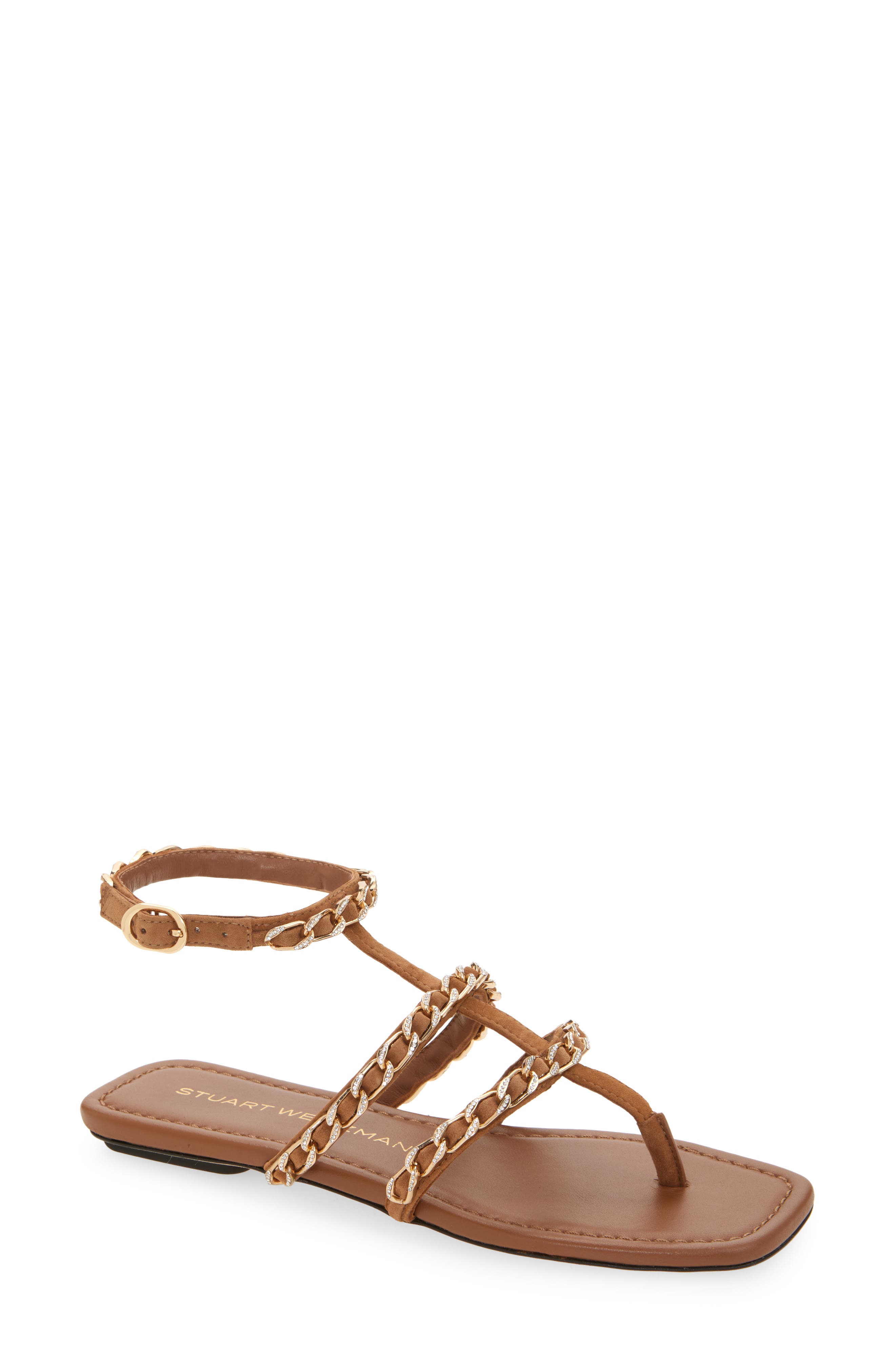 Stuart Weitzman Soluxe Crystal Sandal, Main, color, Toasted Almond