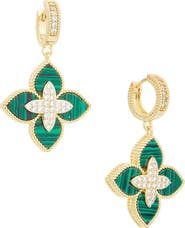 Juvell Cubic Zirconia Clover Drop Huggie Hoop Earrings