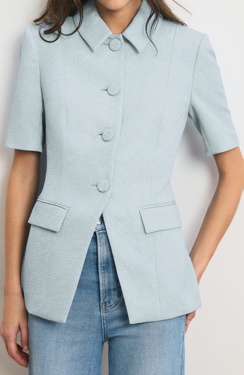 Veronica Beard Bodie Floral Embroidery Jacket, Alternate, color, Blue Stream