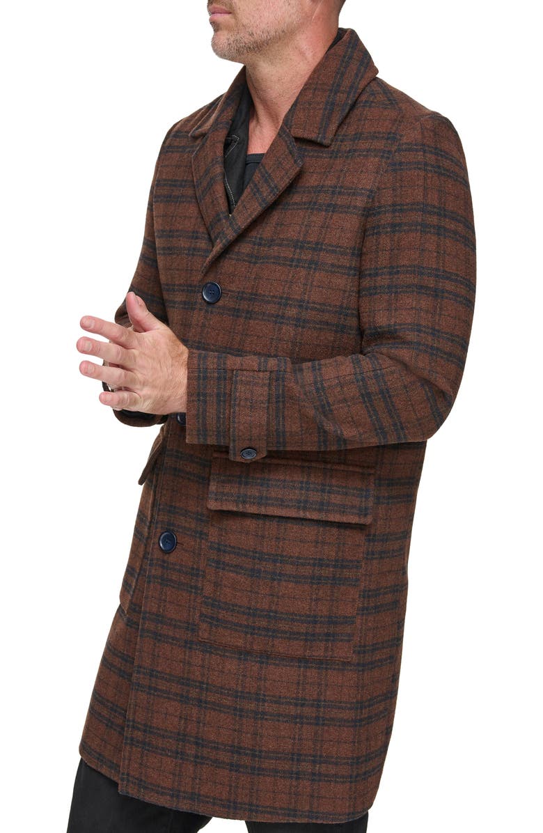 Andrew Marc Bexar Plaid Wool Blend Overcoat, Alternate, color, 