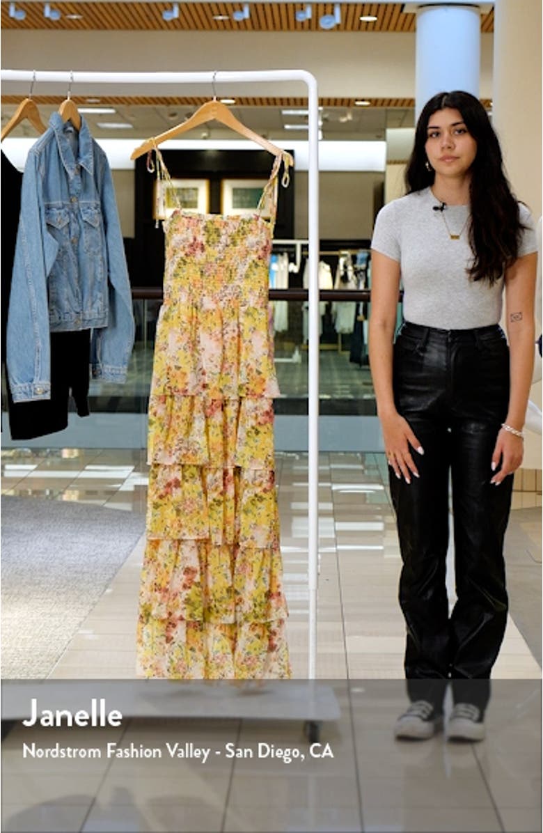 Floral Print Smocked Tiered Maxi Dress, sales video thumbnail