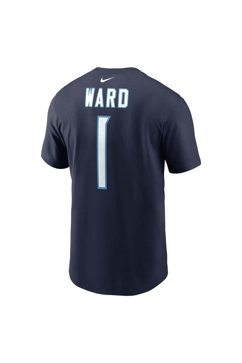 Men's Nike Cameron Ward Navy Tennessee Titans 2025 NFL Draft First Round Pick Name & Number T-Shirt, Alternate, color, Navy