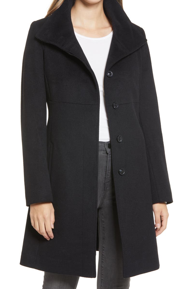Via Spiga Stand Collar Wool Blend Coat, Main, color, 