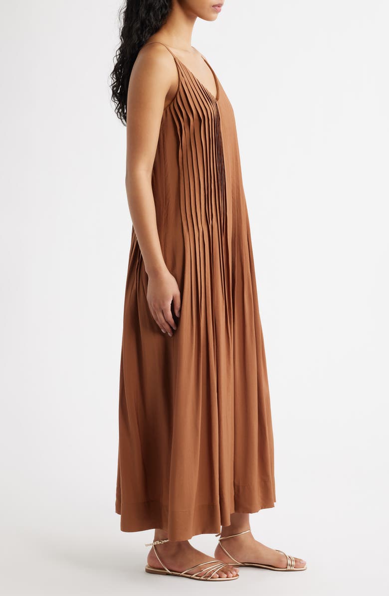 MOON RIVER Pleated Maxi Sundress, Alternate, color, Chocolate