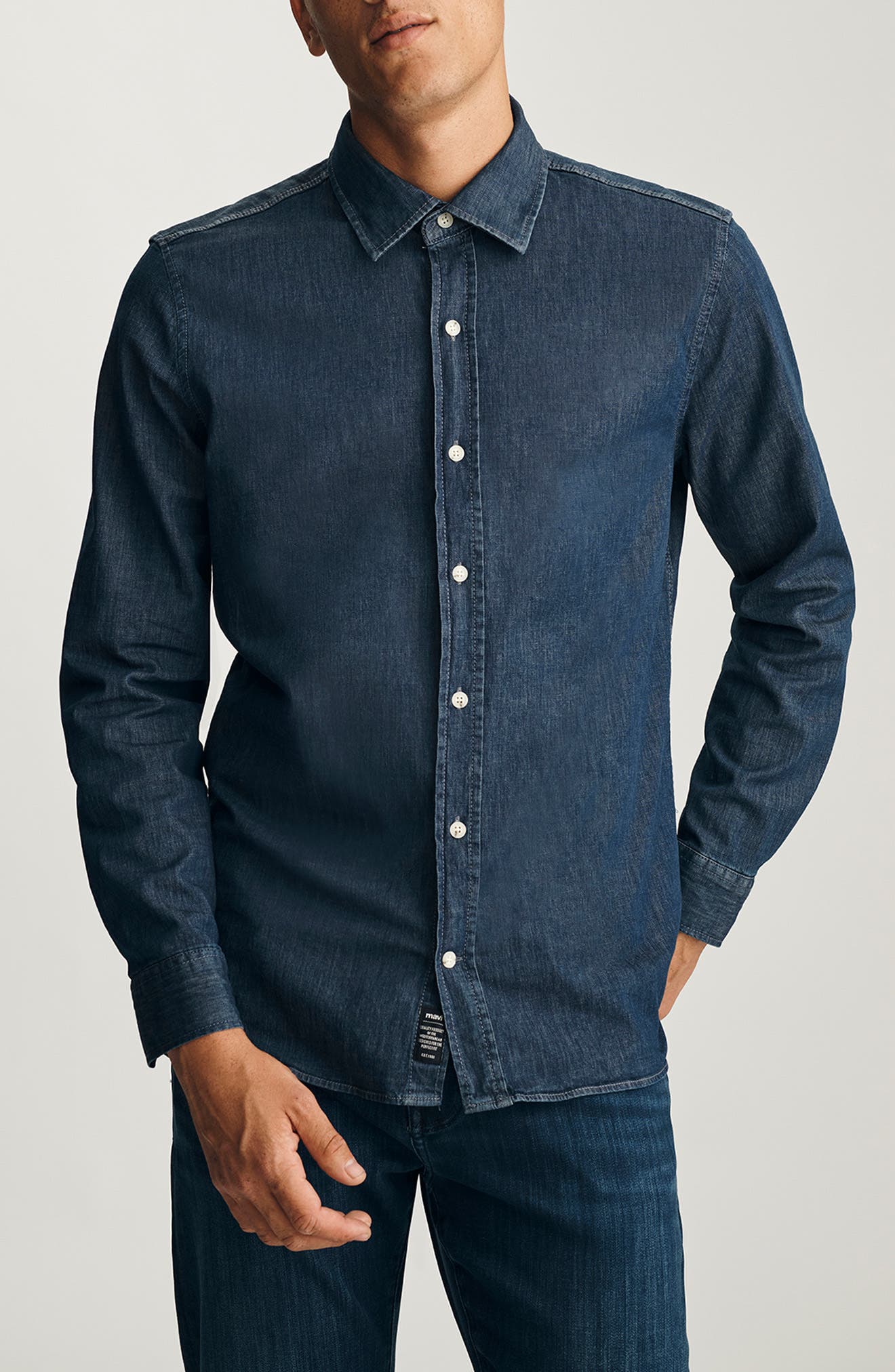 Stretch Denim Button-Up Shirt