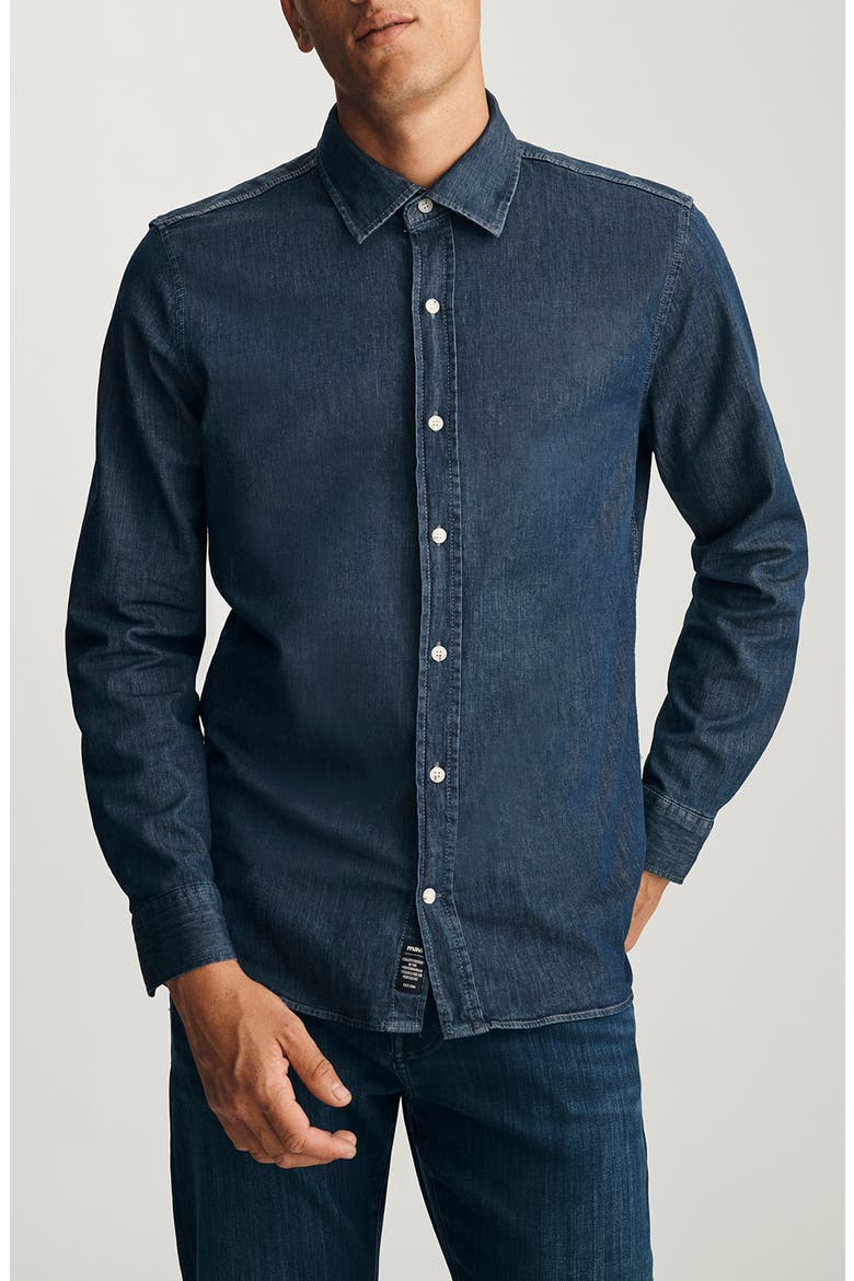 Stretch Denim Button-Up Shirt, Main, color, RINSE
