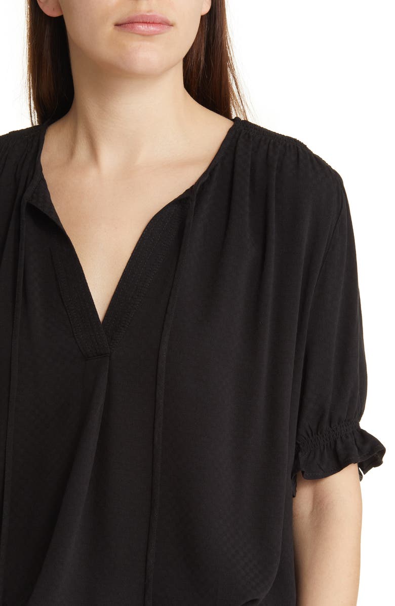 Treasure & Bond Smocked Shoulder Tie Neck Top, Alternate, color, 