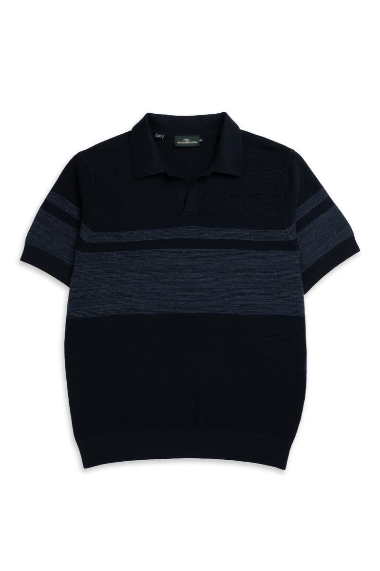 Mount Albert Stripe Short Sleeve Cotton Sweater, Alternate, color, INDIGO